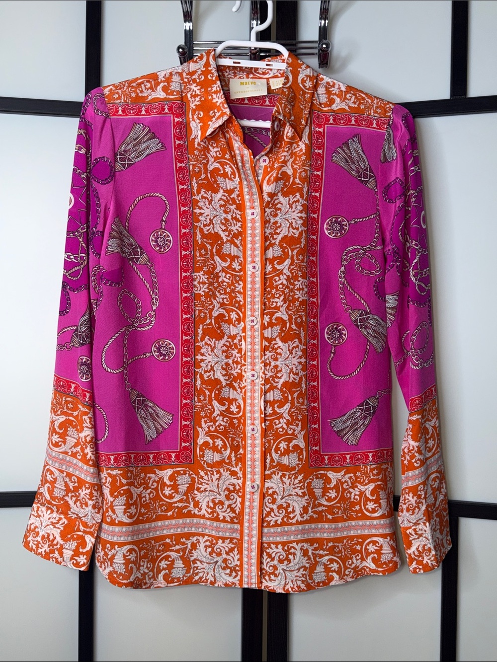 MAEVE by Anthropologie Runa Printed Button-Down Long Sleeve Shirt Size US 2